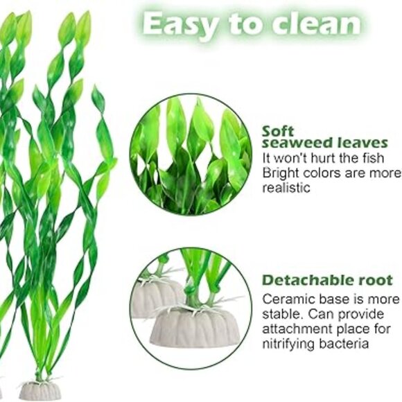 Artificial Green 12" Seaweed Fish Tank Decorations Aquarium Plants Fish Tank NEW - Picture 4 of 5